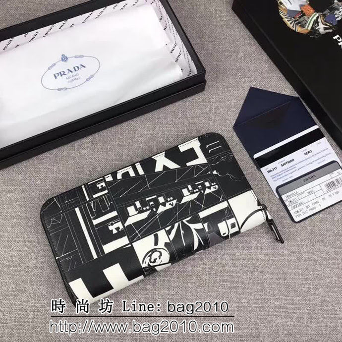 PRADA普拉達 官網同步 2018最新漫畫印象系列 男士單拉鏈錢包 2ML317 DD1443